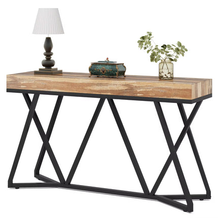 Table console design moderne 55 pouces avec base en métal unique pour derrière le foyer du canapé ou l’utilisation d’accent industriel