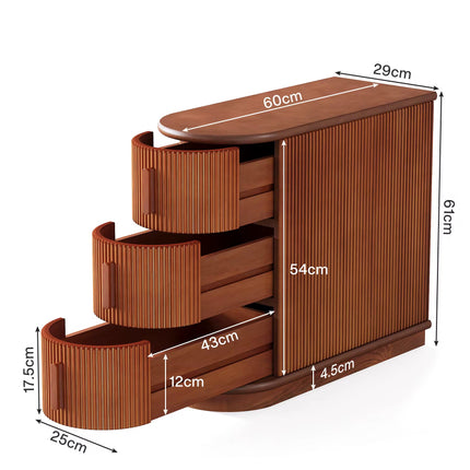 Modern wooden side table with three drawers