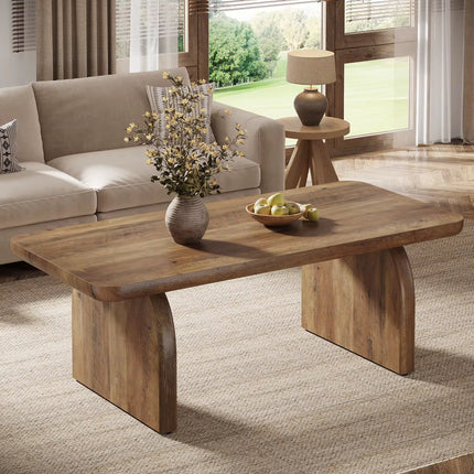 Table basse de ferme, table centrale en bois de 47 pouces avec coin arrondis, table de salon rectangulaire
