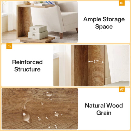 C-shaped table, narrow 2-tier bedside table with sturdy pedestal