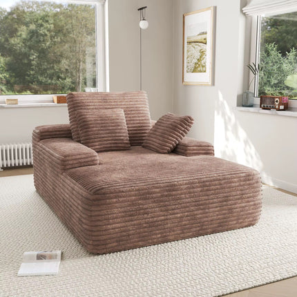 Brown corduroy reclining sofa bed/armchair with vacuum-compressed foam for living room