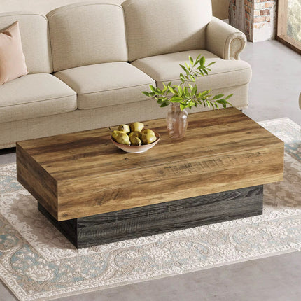 Table basse en bois de ferme moderne 55 pouces rectangle grande table à thé avec base gris table de salon centrale vintage