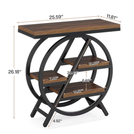 Table d’appoint pour salon, table d’appoint étroite en 3 niveaux avec rangement