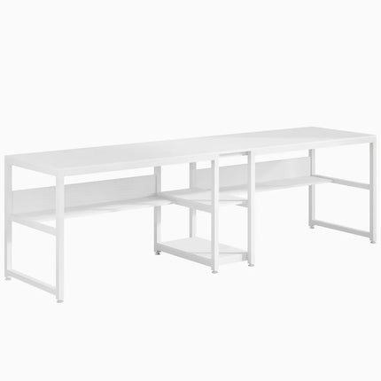 78.7” Double Computer Desk – Two Person Workstation with Storage Shelves