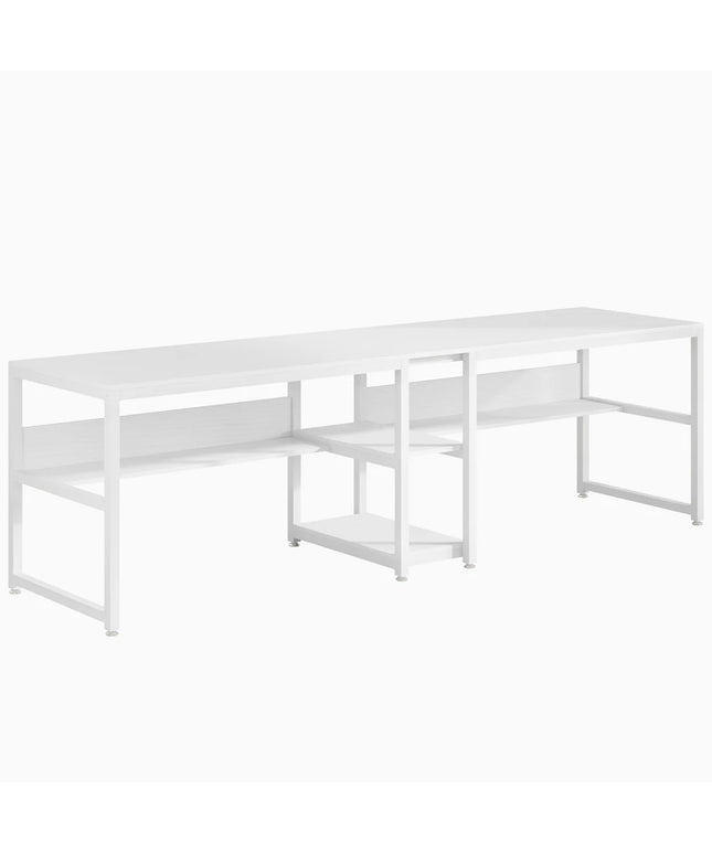 78.7” Double Computer Desk – Two Person Workstation with Storage Shelves