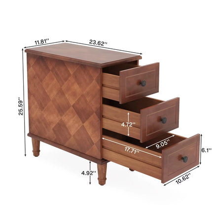 Modern solid wood side table, fully assembled with slim bedside drawers; pre-assembled side table