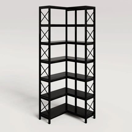 7-Tier Corner Bookshelf – Tall Corner Bookcase Storage Display Rack