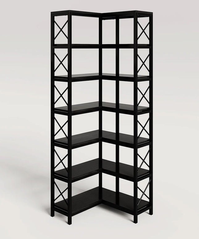 7-Tier Corner Bookshelf – Tall Corner Bookcase Storage Display Rack