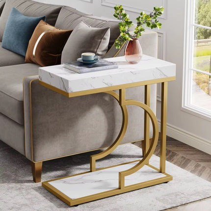 Table de chevet moderne petite table d’appoint pour canapé avec cadre en métal