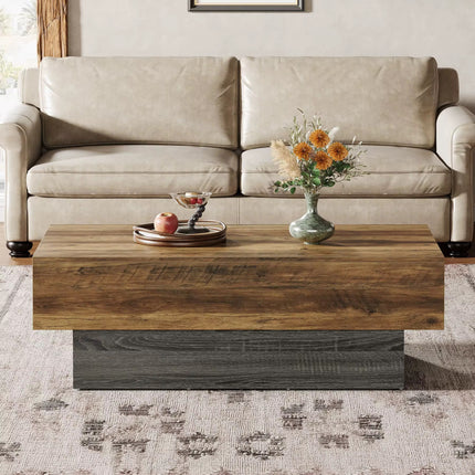 Table basse en bois de ferme moderne 55 pouces rectangle grande table à thé avec base gris table de salon centrale vintage
