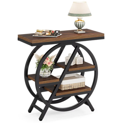 Table d’appoint pour salon, table d’appoint étroite en 3 niveaux avec rangement