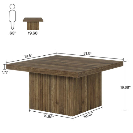 Modern Square Coffee Table, 31.5” Wooden Center Table for Living Room Decor