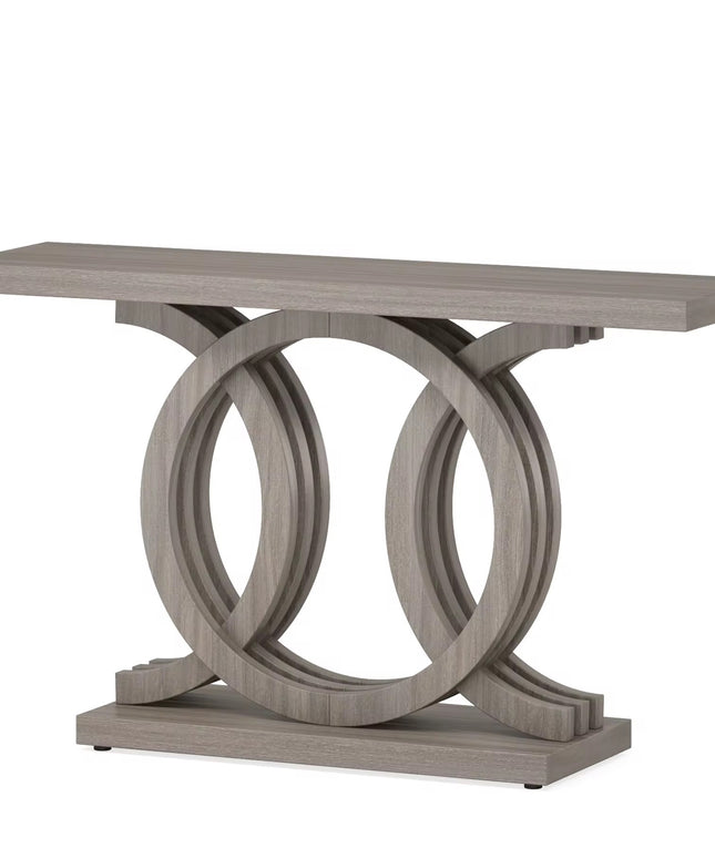 Mobilier d’entrée moderne antique rustique marron rétro bois ferme entrée couloir table console 140 cm avec base géométrique