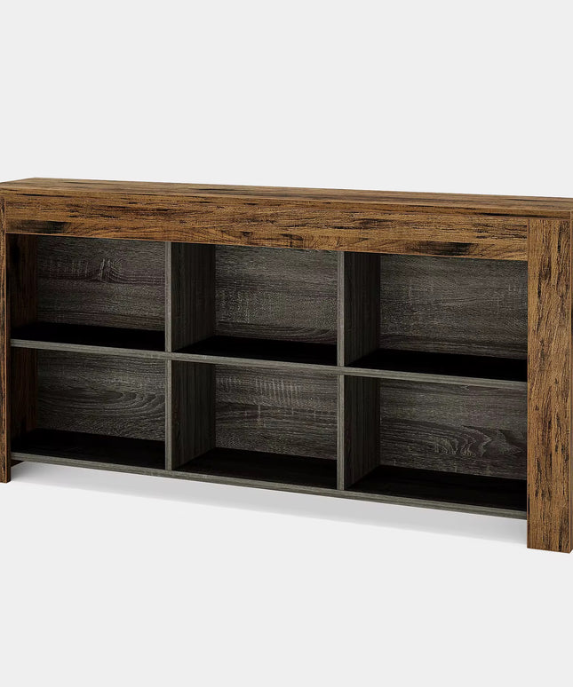 Table console avec rangement, table de canapé longue et étroite de 63 pouces, table d’entrée avec 6 cubes, étagères de rangement ferme