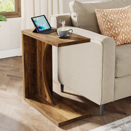 C-shaped side table for sofa