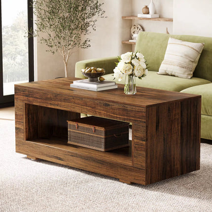 Tables basses en bois massif avec base robuste tables basses de luxe marron clair rustique