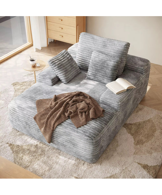 Brown corduroy reclining sofa bed/armchair with vacuum-compressed foam for living room