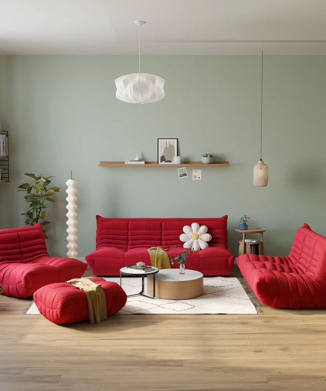 Minimalist design sofa and pouf set, velvet lazy sofa, home furniture