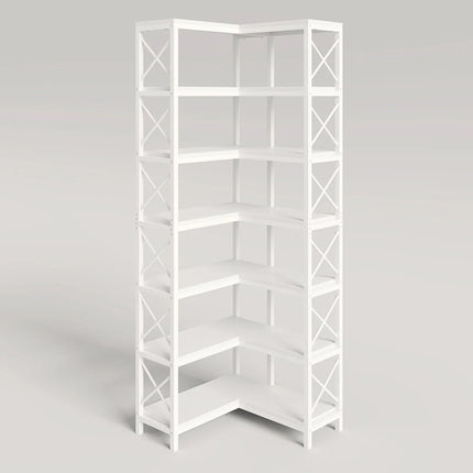 7-Tier Corner Bookshelf – Tall Corner Bookcase Storage Display Rack