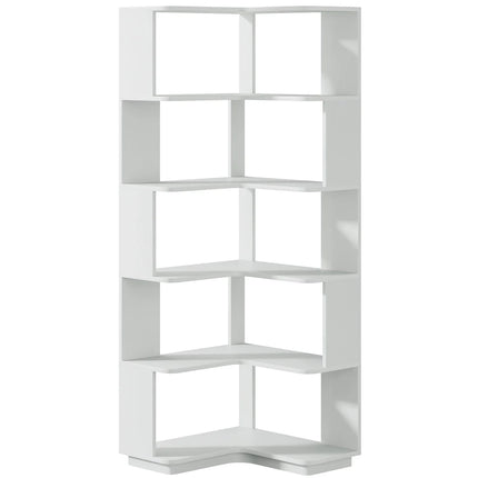 6-Tier Corner Bookshelf – 64.96” Tall Corner Bookcase with Anti-Drop Panel