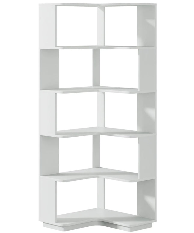 6-Tier Corner Bookshelf – 64.96” Tall Corner Bookcase with Anti-Drop Panel