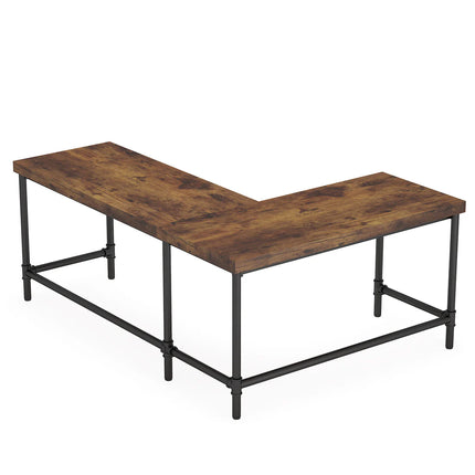 Industrial 67” L-Shaped Computer Desk – Reversible Home Office Table