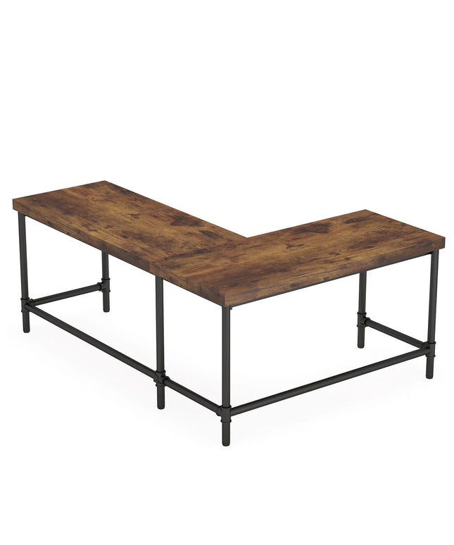 Industrial 67” L-Shaped Computer Desk – Reversible Home Office Table