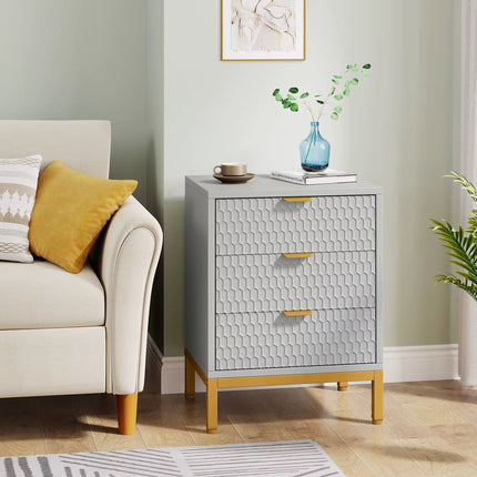 Luxury 3-Drawer Bedside Cabinet for Modern Bedrooms