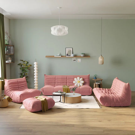 Minimalist design sofa and pouf set, velvet lazy sofa, home furniture