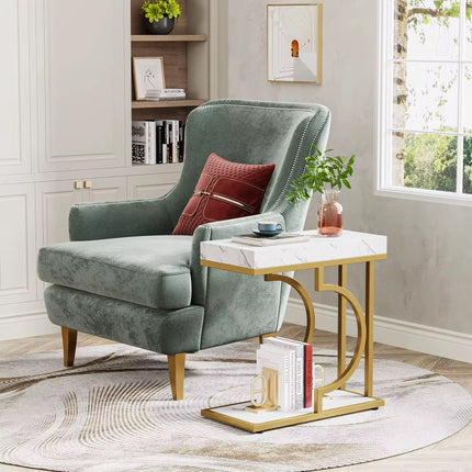 Table de chevet moderne petite table d’appoint pour canapé avec cadre en métal
