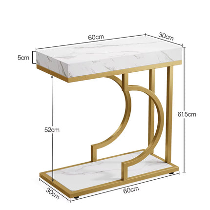 Table de chevet moderne petite table d’appoint pour canapé avec cadre en métal