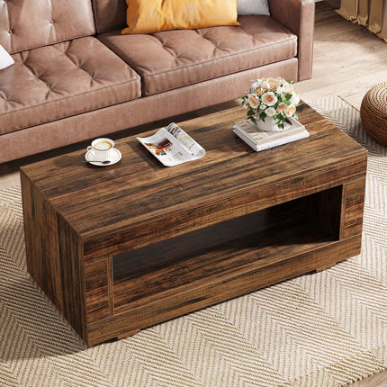 Tables basses en bois massif avec base robuste tables basses de luxe marron clair rustique