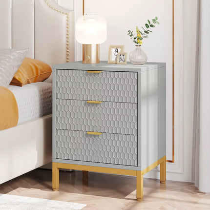 Luxury 3-Drawer Bedside Cabinet for Modern Bedrooms
