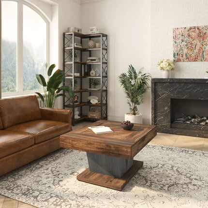 31.5” Wood Coffee Table, Modern Living Room Center Table with Sleek Design