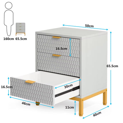Luxury 3-Drawer Bedside Cabinet for Modern Bedrooms