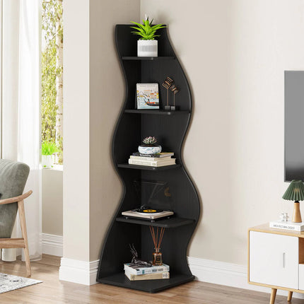 5-Tier Corner Shelf – Modern Wall Corner Bookshelf &amp; Display Bookcase