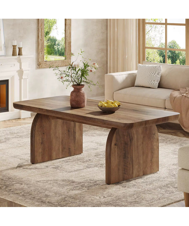 Table basse de ferme, table centrale en bois de 47 pouces avec coin arrondis, table de salon rectangulaire